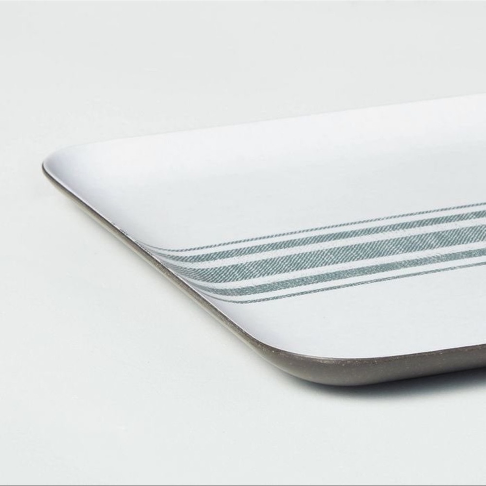 Variegated Center Stripes Melamine Serve Tray Light Gray/Green - Picture 3 of 3
